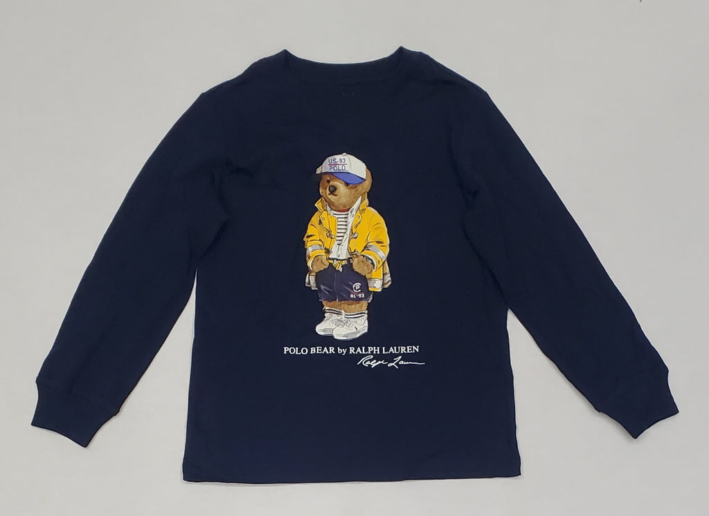 Nwt Kids Polo Ralph Lauren CP-93 Bear Navy L/S Tee (2T-7T)