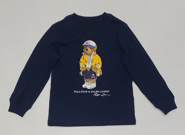 Nwt Kids Polo Ralph Lauren CP-93 Bear Navy L/S Tee (2T-7T) - Unique Style