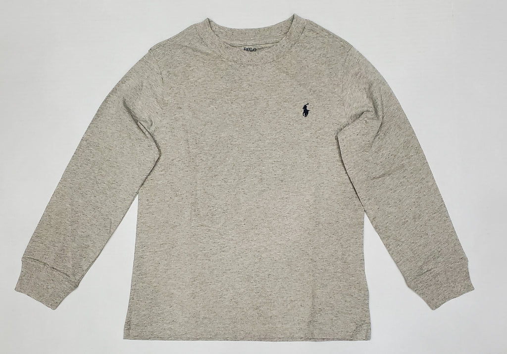 Nwt Kids Polo Ralph Lauren Grey Small Pony L/S Tee (2T-7T)