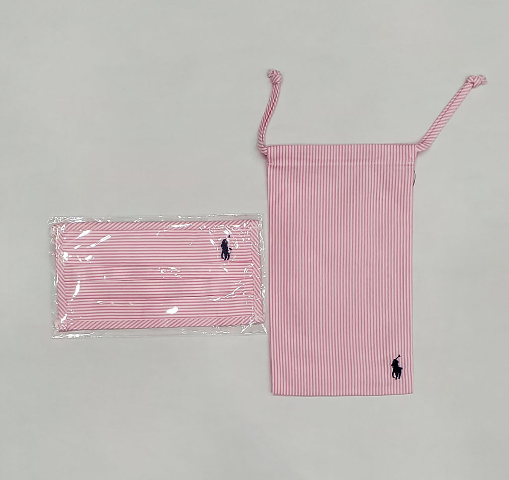 Polo Ralph Lauren Pink/White Pinstriped Mask w/Carrying Bag