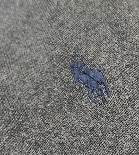 Nwt Polo Ralph Lauren Dark Grey w/Navy Horse V-Neck Cotton Sweater - Unique Style