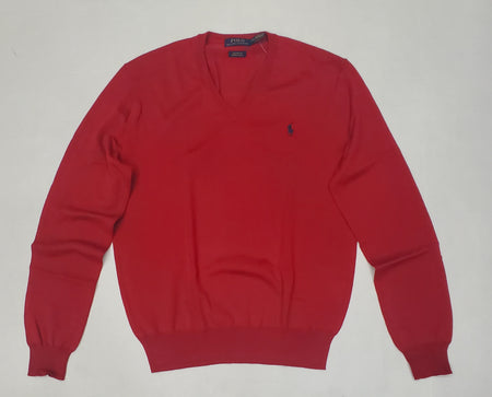 Nwt Polo Ralph Lauren Navy w/Red Horse V-Neck Cotton Sweater