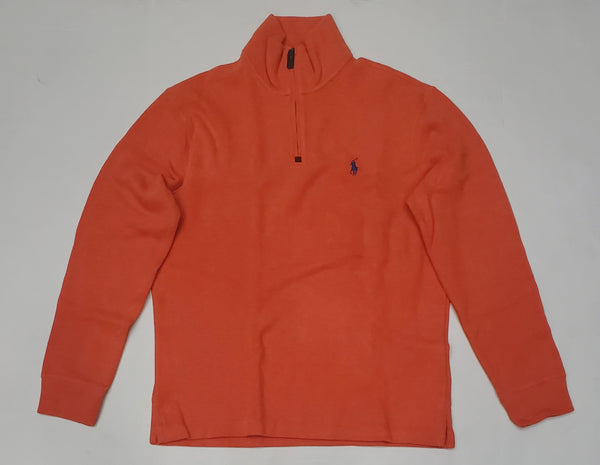 Nwt Polo Ralph Lauren Orange w/Blue Horse Half-Zip Sweater - Unique Style
