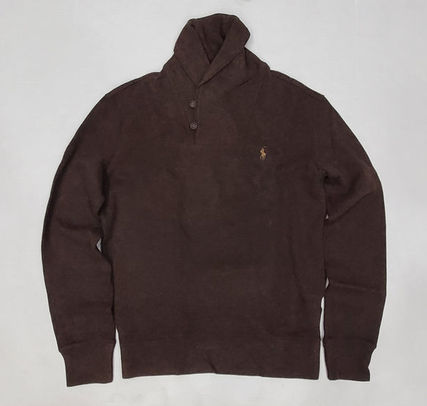 Nwt Polo Ralph Lauren Brown w/Brown Horse Shawl Neck Sweater - Unique Style