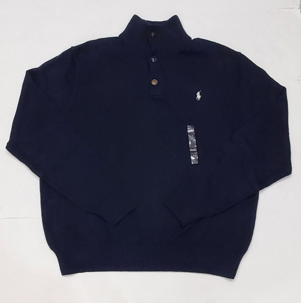 Nwt Polo Ralph Lauren Navy w/White Horse Shawl Neck Sweater - Unique Style