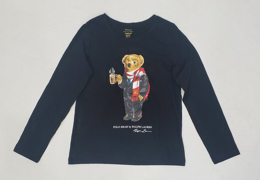 Nwt Kids Polo Ralph Lauren Cocoa Bear L/S Tee (8-20)