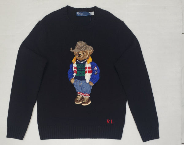 Nwt Polo Ralph Lauren Black Cowboy Bear Sweater - Unique Style