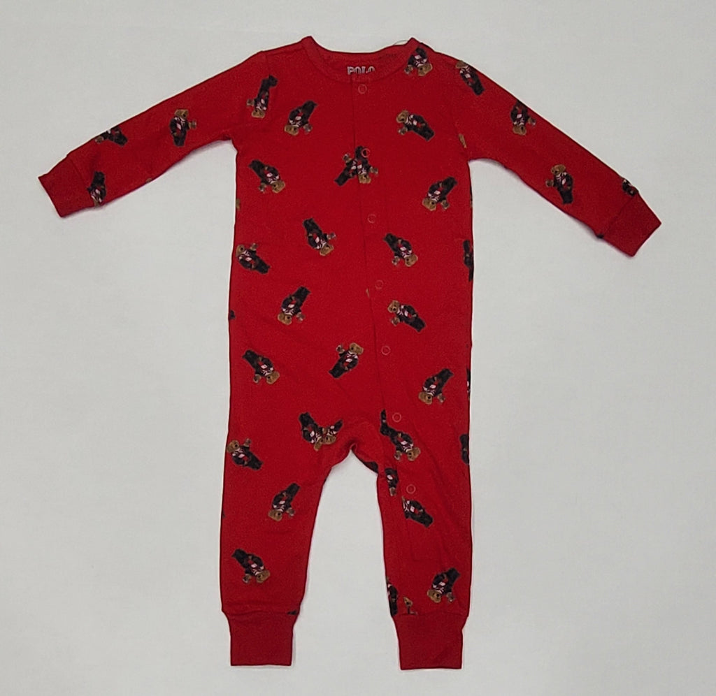 Nwt Kids Polo Ralph Lauren Red Cocoa Teddy Bear One Piece (0-24 Months)
