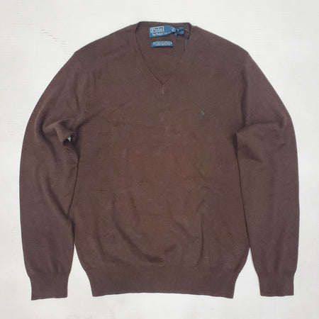 Nwt Polo Ralph Lauren Nutmeg Brown w/Brown Horse Shawl Neck Sweater