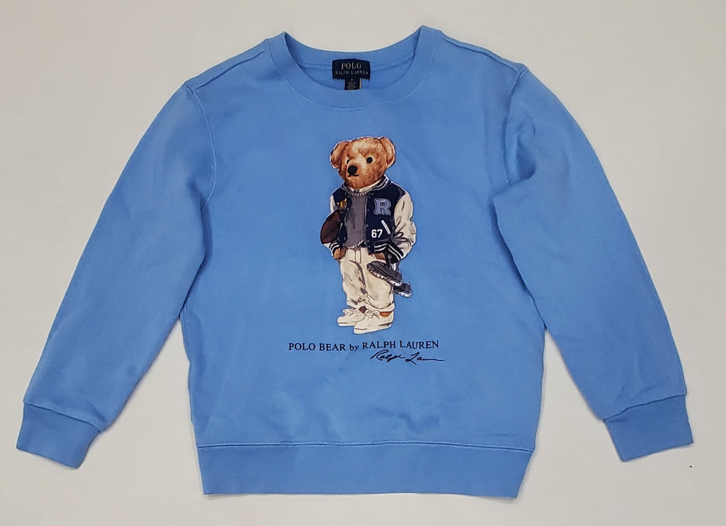 Nwt Kids Polo Ralph Lauren Blue Football Bear Sweatshirt (2T-7T)