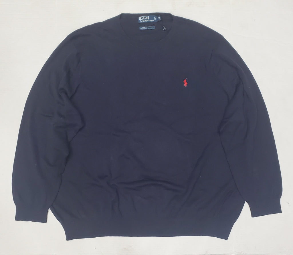 Nwt Polo Big & Tall Navy w/Red Horse Cotton Round Neck Sweater u