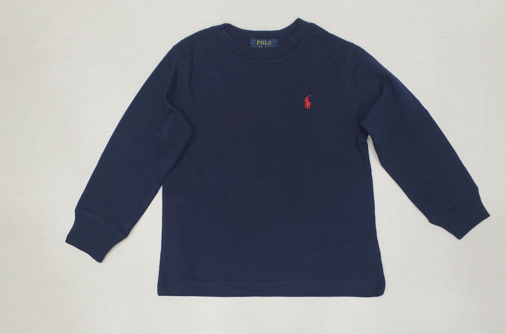 Nwt Kids Polo Ralph Lauren Navy Blue Small Pony L/S Tee (8-20)