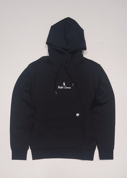Nwt Polo Ralph Lauren Black Spellout Logo Double Knit Hoodie