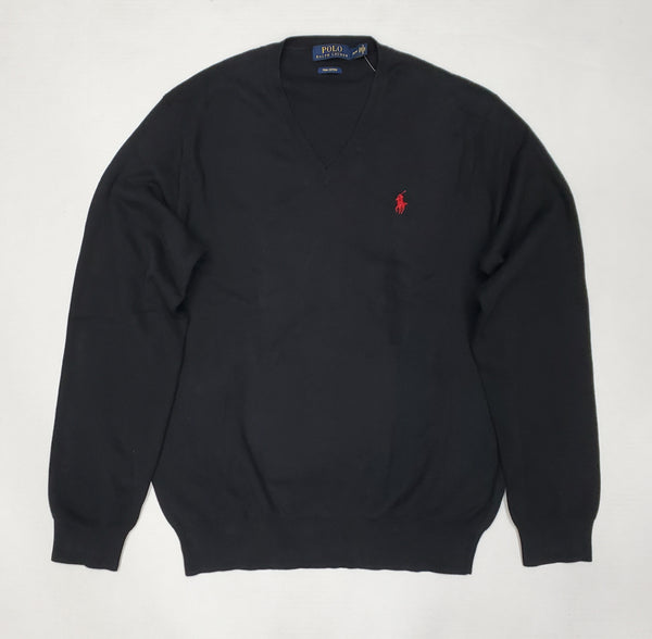 Nwt Polo Ralph Lauren Black V-Neck Small Pony Sweater - Unique Style
