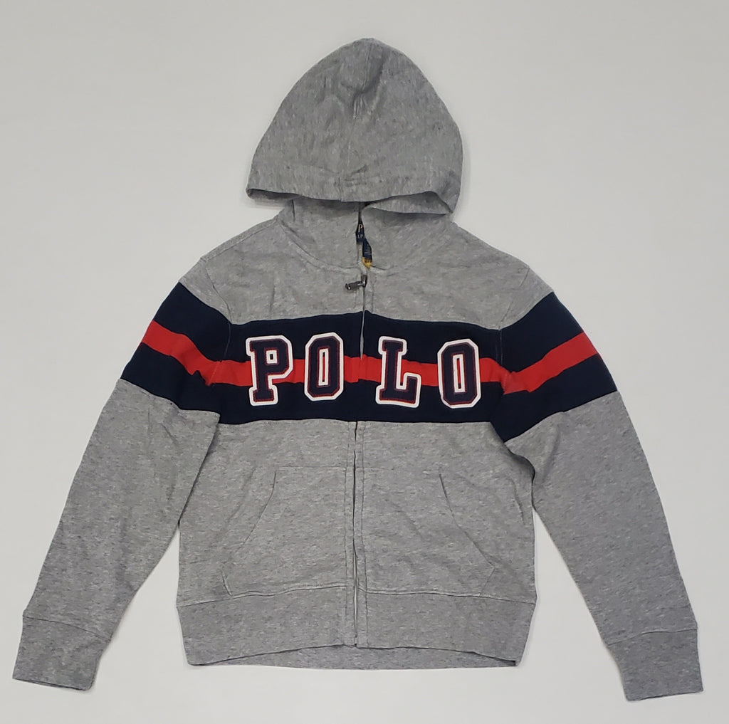 Nwt Kids Boys Polo Ralph Lauren Polo Spellout Striped Hoody (8-20)