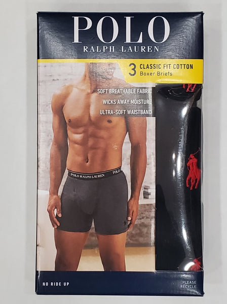 Polo Ralph Lauren Classic Fit 3 Pack Boxer Briefs (Black) - Unique Style