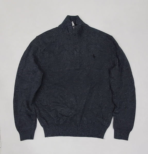 Polo Ralph Lauren Dark Heather w/Black Small Pony Half Zip Sweater - Unique Style