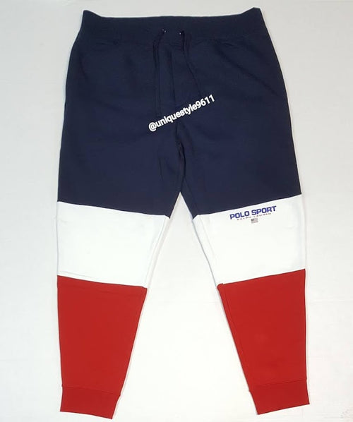 Nwt Polo Sport Red/White /Navy Spellout Fleece Joggers - Unique Style