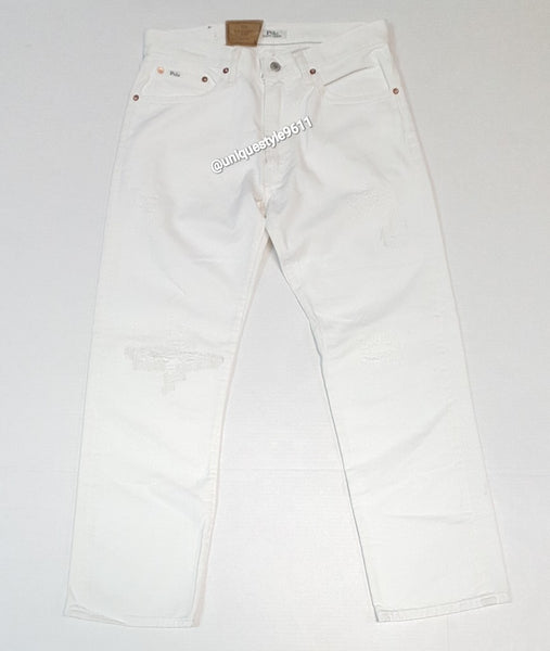 Nwt Polo Ralph Lauren White Rips Classic Fit Rigid Jeans - Unique Style
