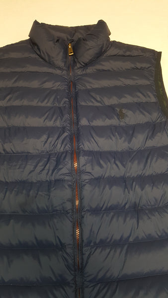 Nwt Polo Ralph Lauren Navy w/ Burgundy Zipper Small Pony Down Vest - Unique Style