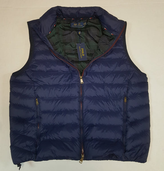 Nwt Polo Ralph Lauren Navy w/ Burgundy Zipper Small Pony Down Vest - Unique Style