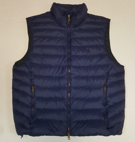 Nwt Polo Ralph Lauren Navy w/ Burgundy Zipper Small Pony Down Vest - Unique Style