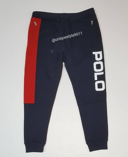 Nwt Polo Big & Tall Navy/Red Spellout Zip Joggers - Unique Style