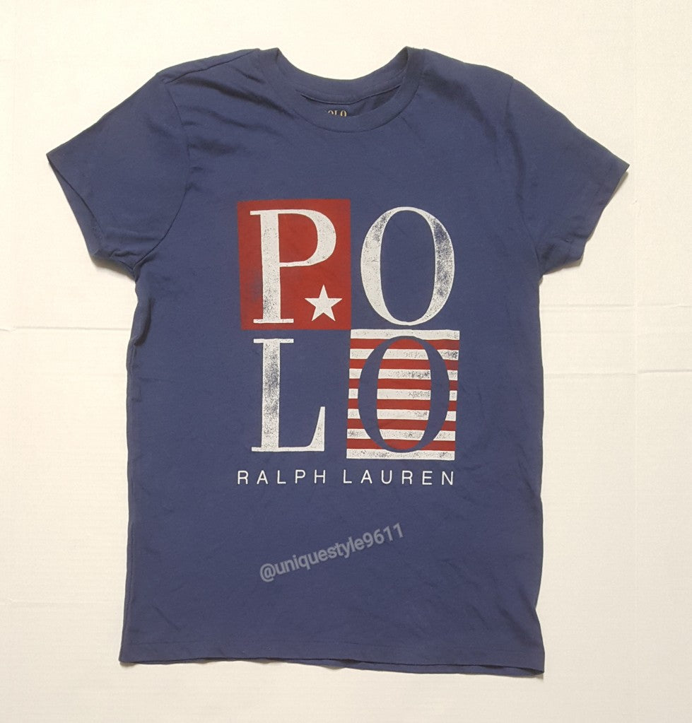 Nwt Polo Ralph Lauren Blue Women's Spellout Star Tee