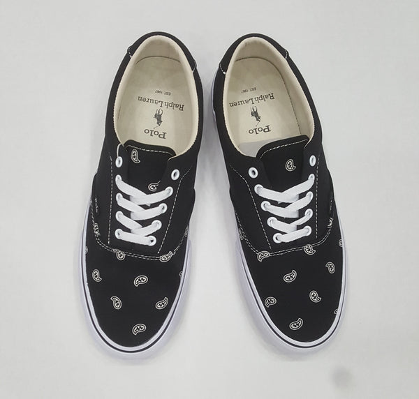 Nwt Polo Ralph Lauren Black Allover Bandana Sneakers - Unique Style