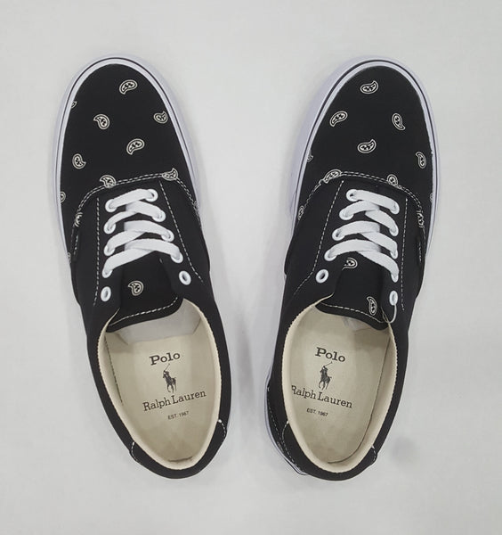 Nwt Polo Ralph Lauren Black Allover Bandana Sneakers - Unique Style