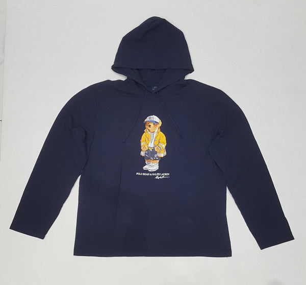 Nwt Polo Ralph Lauren Navy Cp-93 Teddy Bear Long Sleeve Hoodie Tee - Unique Style