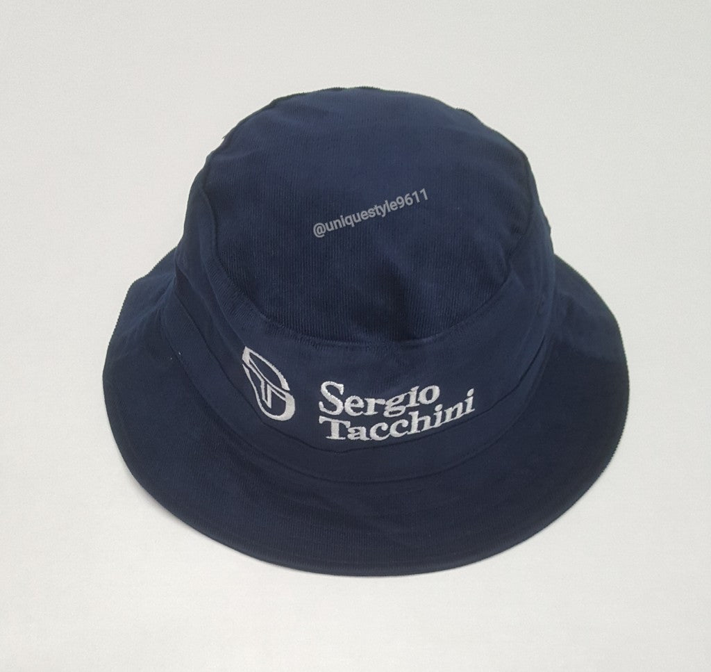 Sergio Tacchini Navy Blue Logo Corduroy Bucket Hat
