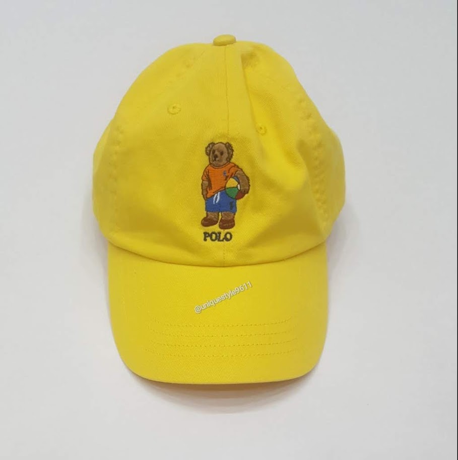 Nwt Polo Ralph Lauren Yellow Beach Ball Leather Adjustable Strap Back