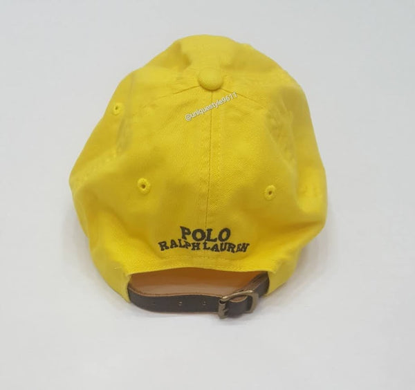 Nwt Polo Ralph Lauren Yellow Beach Ball Leather Adjustable Strap Back - Unique Style