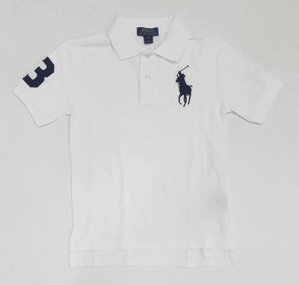 Nwt Kids Polo Ralph Lauren White/Navy Big Pony Polo (2T-7T)