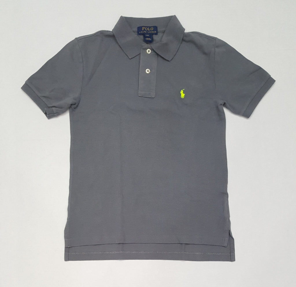 Nwt Kids Polo Ralph Lauren Grey with Lime Green Small Pony Shirt (8-20)