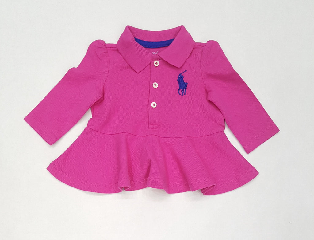 Nwt Kids Polo Ralph Lauren GIRLS Pink/Blue Pony Dress (0-24M)