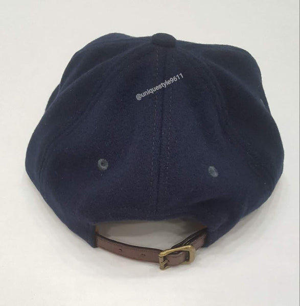 Nwt RRL Navy Leather Adjustable Strap Back - Unique Style