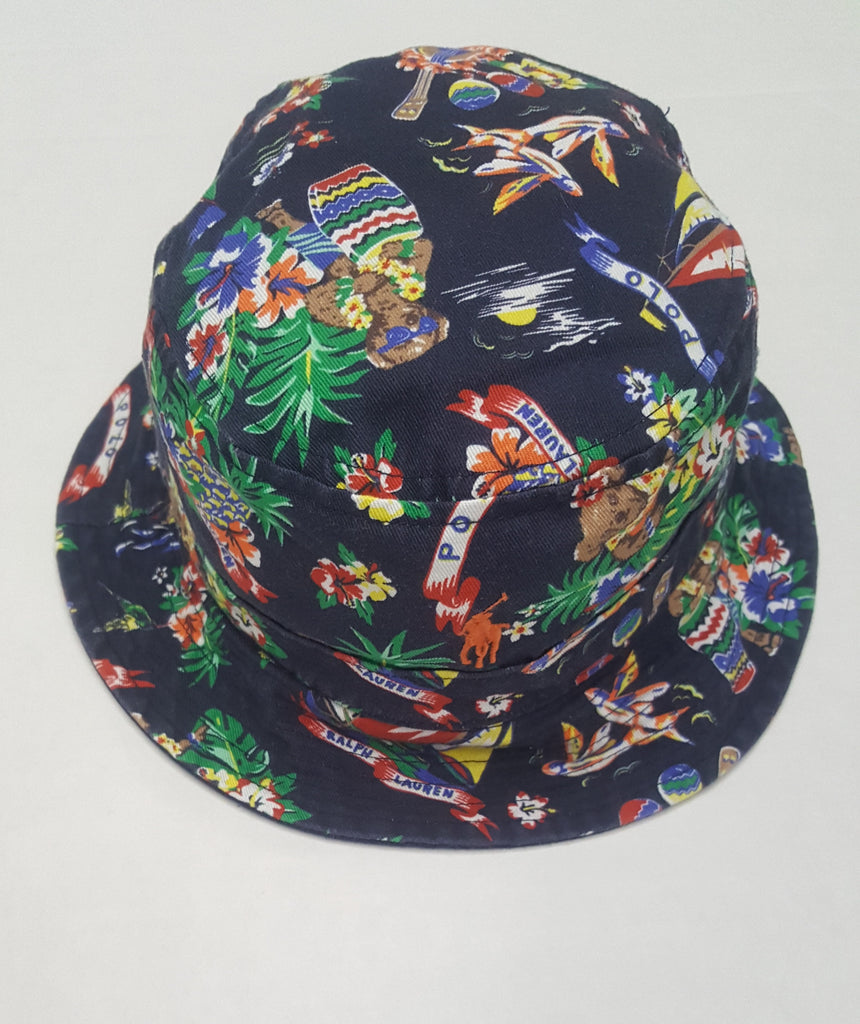 Nwt Polo Ralph Lauren Navy Hawaiian Bear Bucket Hat