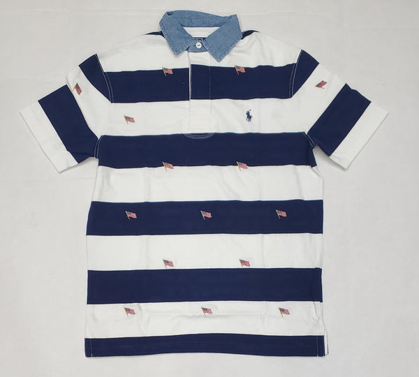Nwt Polo Ralph Lauren Classic Fit Embroidery Allover USA Flag Polo - Unique Style