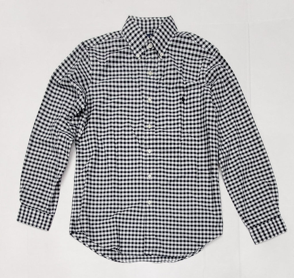 Nwt Polo Ralph Lauren Small Pony Grey/Black Plaid Classic Fit Button Down