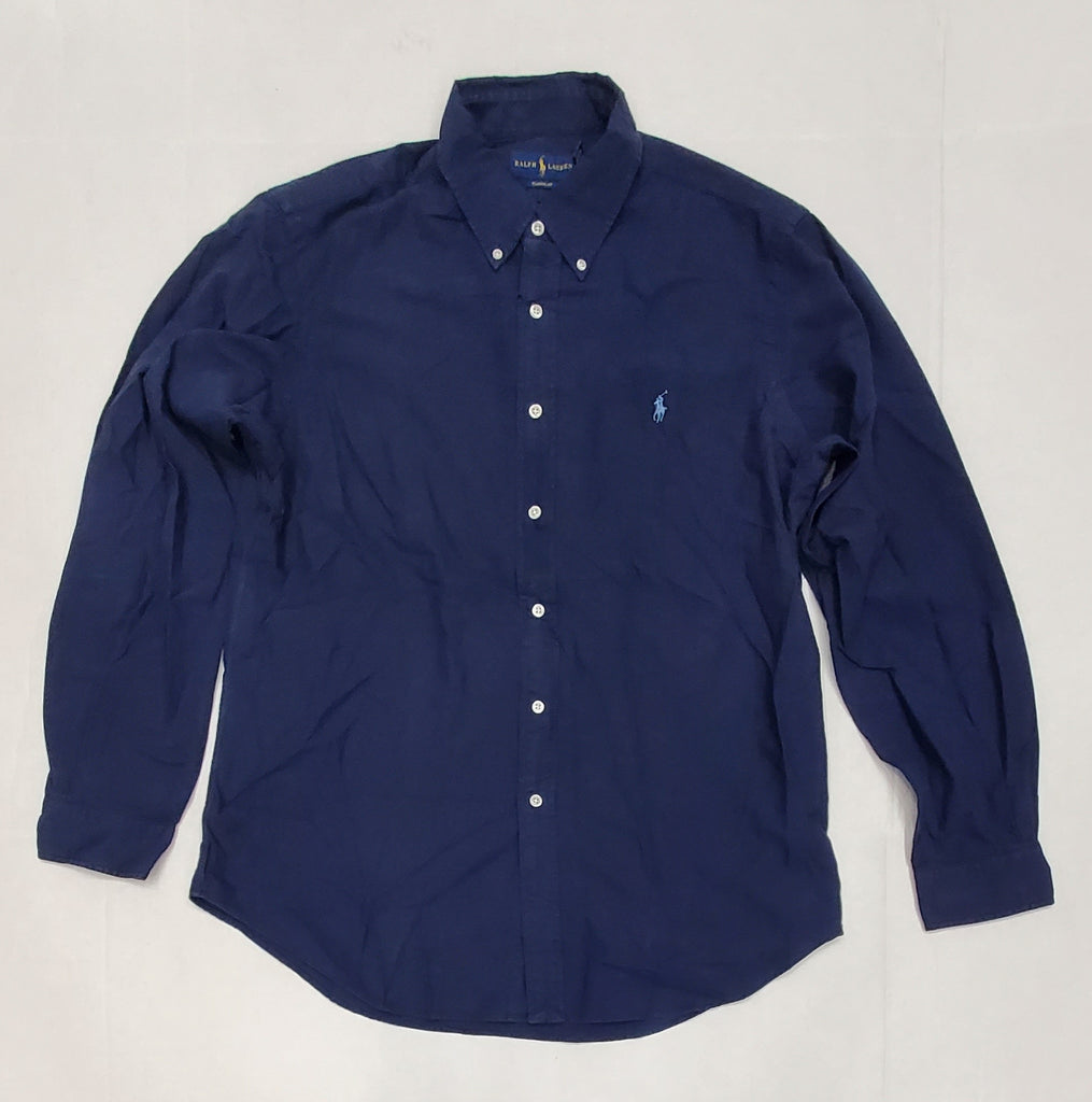 Nwt Polo Ralph Lauren Small Pony Slim Fit Navy Button Down