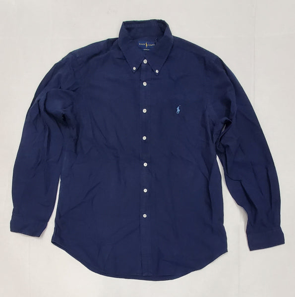 Nwt Polo Ralph Lauren Small Pony Slim Fit Navy Button Down - Unique Style