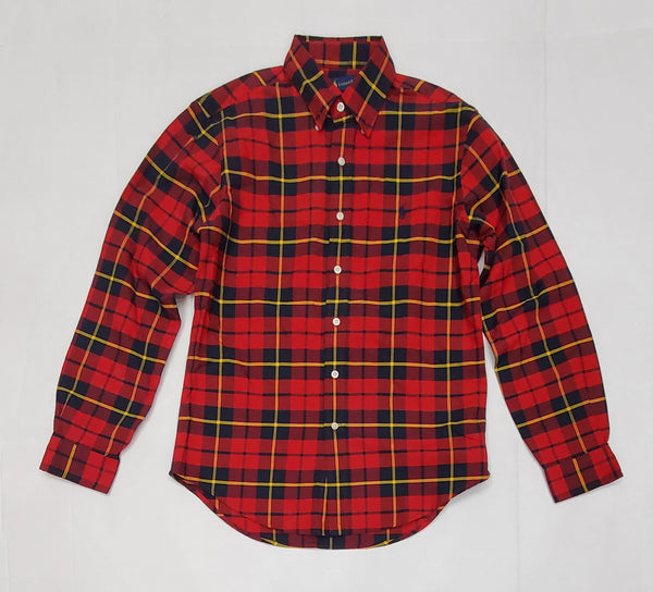 Nwt Polo Ralph Lauren Small Pony Red/Navy/Yellow Plaid Classic Fit Button Down - Unique Style