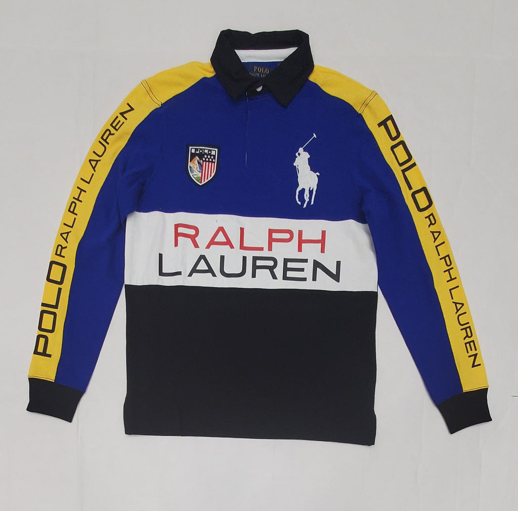 Nwt Polo Ralph Lauren Royal/White/Yellow/Black Polo Custom Slim Fit Polo Shirt