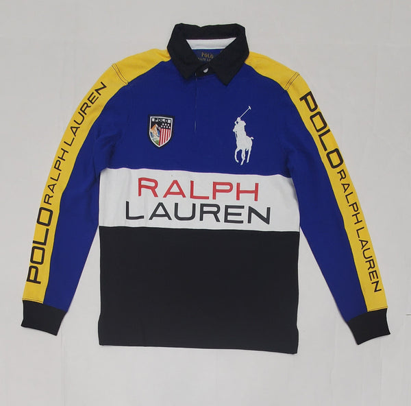 Nwt Polo Ralph Lauren Royal/White/Yellow/Black Polo Custom Slim Fit Polo Shirt - Unique Style