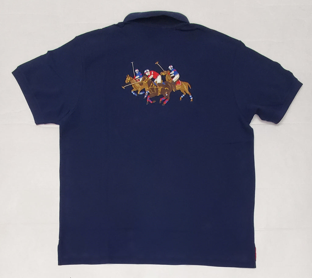 Nwt Polo Big & Tall Triple Pony Navy Embroidered Polo