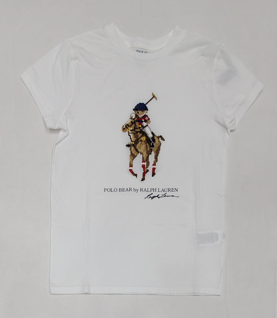 Nwt Polo Ralph Lauren Women's White Big Pony Patch Teddy Bear Tee
