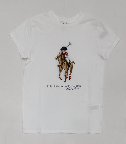 Nwt Polo Ralph Lauren Women's White Big Pony Patch Teddy Bear Tee - Unique Style