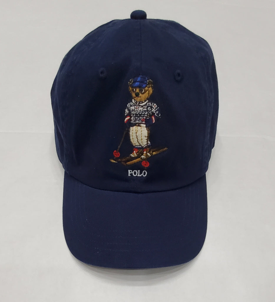 Nwt Polo Ralph Lauren Navy Ski Bear Adjustable Leather Strap Hat